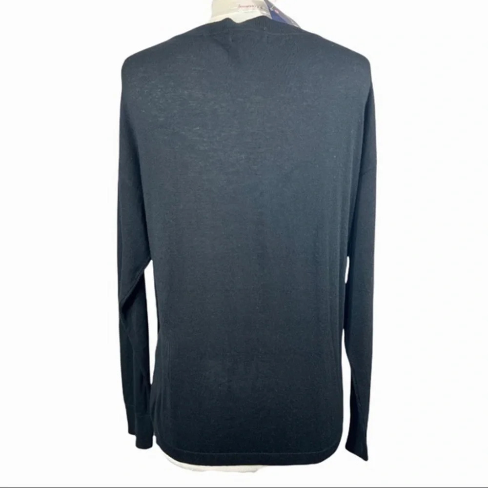 Chaps Ralph Lauren black and white sweater with paisley floral embroidery Large - Picture 8 of 11